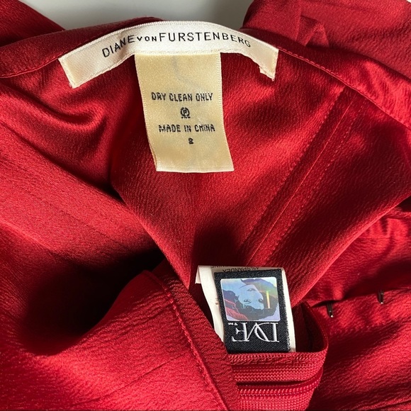 DVF Grecian Silk Valetta Toga Dress cranberry red sleeveless - Picture 7 of 8